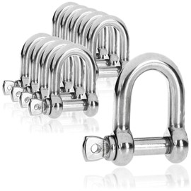 com-four® 10 x Shackles D-Shape - Carabiner Shackle Small with Screw Cap - Checker with Eye Bolt - 304 Stainless Steel, Rustproof, Durable - 4.5 x 30 mm (Pack of 10 - 4.5 x 30 mm - D-shape)
