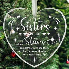 Vorruil Sister Christmas Ornament 2024, Christmas Ornament for Sister, Sister Gifts from Sister, Heart Glass Christmas Ornament from Sister