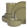 KASABLANCA Vajilla De Ceramica Verde 16 Piezas Moderna 4 Personas
