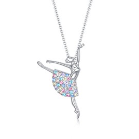 luomart Rainbow Girls Necklace Ballerina Dance Recital Gifts for Women,Ballet Dancer Pendant Jewelry for Sister Mom Friends (Mix Ballet Dancer)