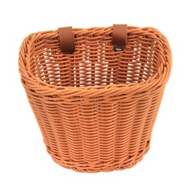 Twilight Garage Bicycle Wicker Basket for Kids Bikes, Tricycle, Scooters, Front Handlebar Storage Basket with Leather Straps, Bike Basket for Girls Boys, Bike Accessories