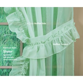 Today's Curtain, Emelia Priscilla Sheer Pair 60" W x 63" L, Sage, 5-Piece-Set