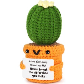 Thank You Retirement Gift for Women Men Teacher Appreciation Gifts,Funny Crochet Cactus Leaving Farewell Going Away Goodbye Present for Employee Coworker Boss Nurse, Mother's Day, Little Reminders