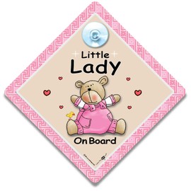 Little Lady On Board Sign, Baby On Board Sign, Baby On Board Car Sign, Grandchild On Board Sign, Baby Car Sign, 14 cm x 14cm