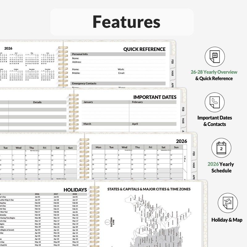 SUNEE Planner 2026 Weekly and Monthly, January 2026-December 2026, 8.5"x11",