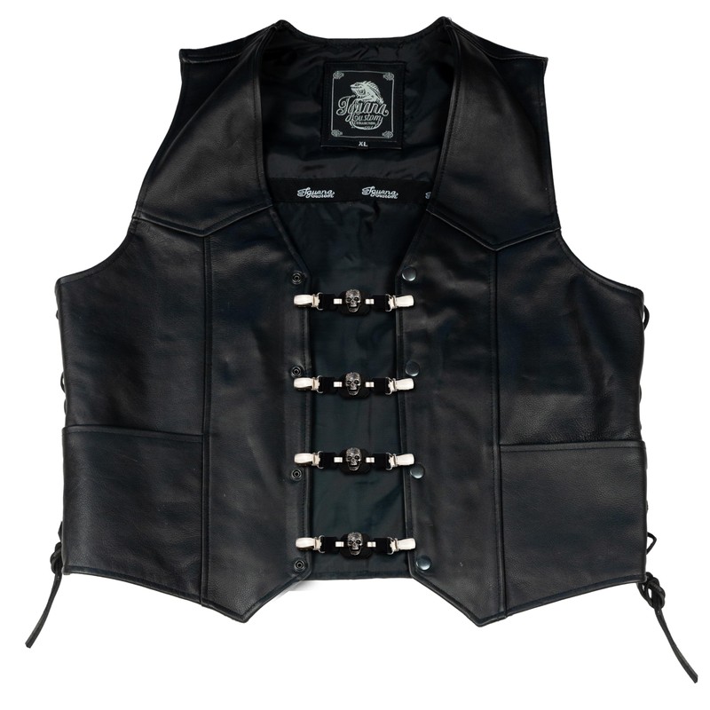 Iguana Custom Leather Vest Extension with Metal Clips with Decorative