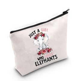 LEVLO Funny Elephant Cosmetic Bag Animal Lover Gift for Women Girls, Who loves elephants, makeup bag