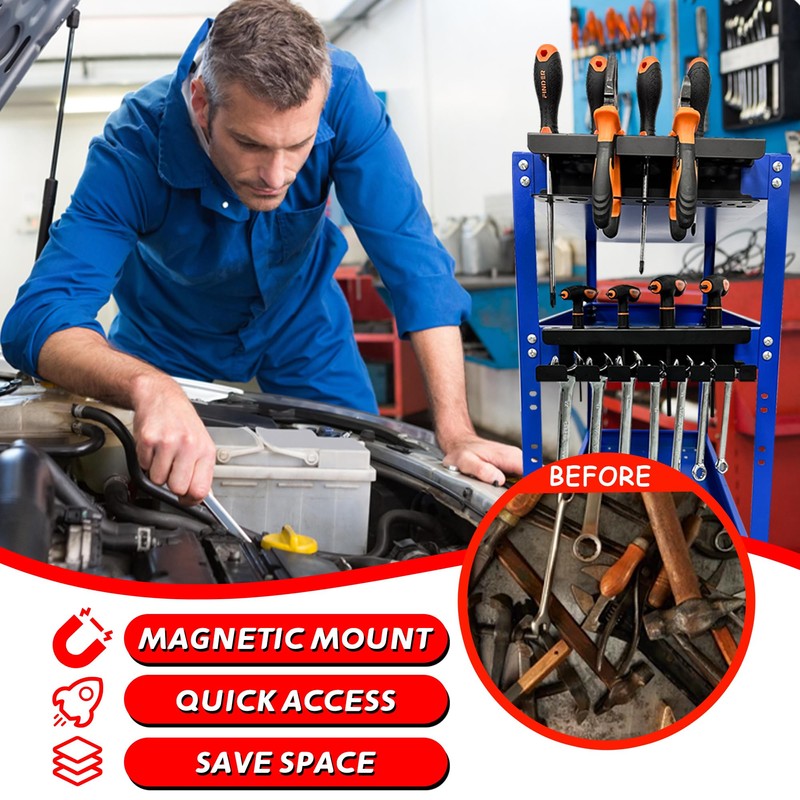 ULIBERMAGNET Magnetic Screwdriver Holder,Magnetic Wrench Holder,Heavy Duty Black Metal Tool