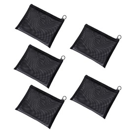 Frcolor Cosmetic Pouch, Mesh, Cosmetic Storage Pouch, Black, Small Items, Multi-functional, Travel, Travel Pouch, Unisex, Portable, Convenient, Set of 5 (Size S), black