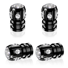 QUARKACE Tire Valve Caps, Bling Valve Stem Caps with Sparkly Rhinestones, Tire Caps 4 Pack for Cars SUVs Trucks Motorcycles Bikes, Anti-Fading Coating, Corrosion Resistant, Air Leakproof - Black