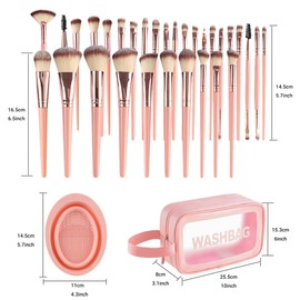 56 Piezas Set de Brochas de Maquillaje Profesional Completo, Brochas para Maquillaje Profesional y Bolsa, Brochas de Maquillaje Kabuki Sintético Rubor Polvo Base (Rosa 56 piezas)