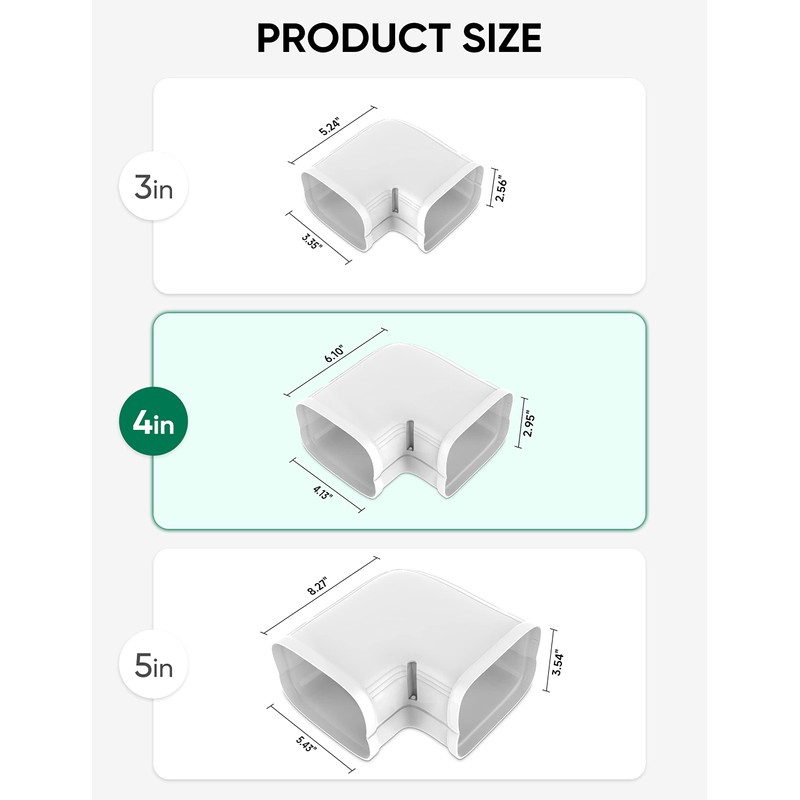 Plusluck 4" Flat Elbow Line Cover Set Parts PVC Accessory