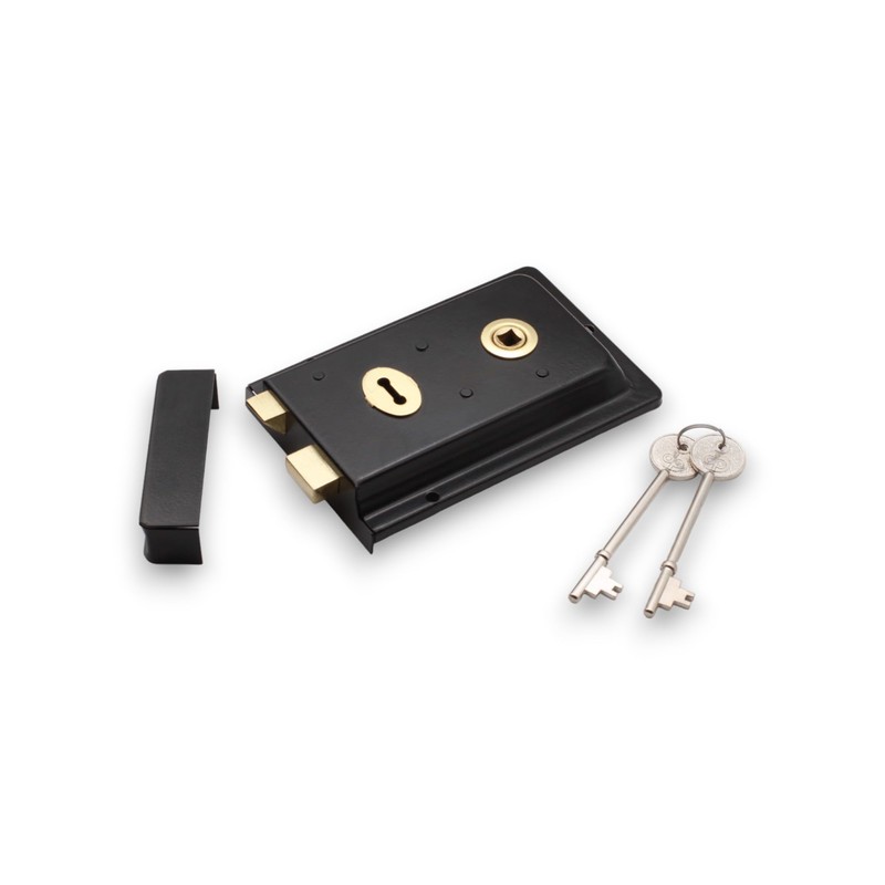 Infinity Decor Fluted Epoxy Black Rim Lock Latch Set –