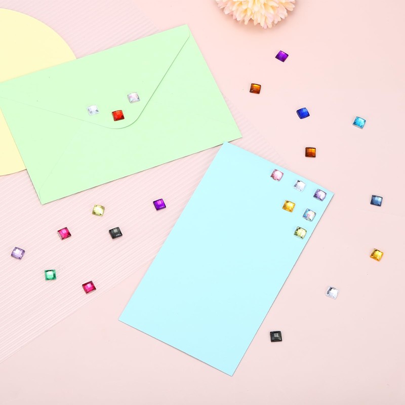 MECCANIXITY 50 Pcs 8mm Flat Back Acrylic Square Gems Rhinestones,