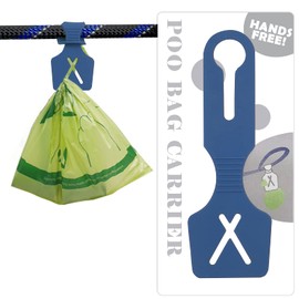 Silicone Hands-Free Dog Poop Bag Holder for Used Poo Bag Carrier Leash Attachment fit Any Leash for Dog Walking(1 Count,Blue)