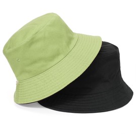 TAGVO Bucket Hat Unisex Big Reversible Cotton Fisherman Sun Cap Double Sided Hat for Holidays Fishing Hiking Black-Green