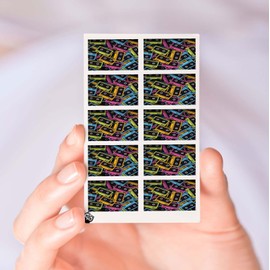 Retro 80's Cassettes Pattern Clear Water-Slide Nail Designs