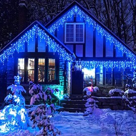 Upgraded Solar Christmas Lights,304 Blue LED Outdoor Christmas Decorations 8 Modes Waterproof Solar Powered String Lights for Patio Yard Garden Wedding Party House Xmas Tree Roof Decorations