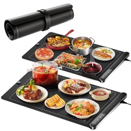 Food Warming Mat, Upgraded Graphene Full Surface Heating Foldable Heater Food Pad, Compact Silicone Materials, 6 Heat Settings, Multifunctional Food Warmers for Parties Buffet, Daily Life Use 2Pack