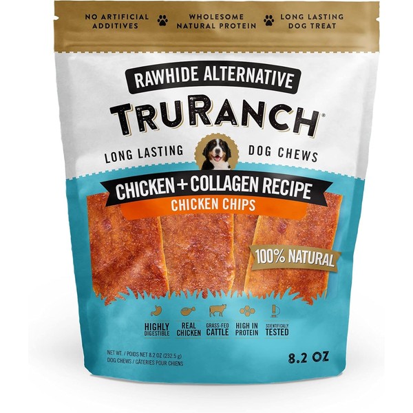 TRURANCH Collagen Chips, Chicken, Healthy Joint Support Dog Treat, Rawhide