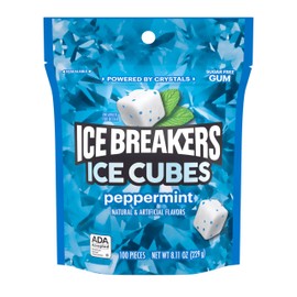 ICE BREAKERS Ice Cubes Peppermint Sugar Free Chewing Gum Pouch, 8.11 oz (100 Pieces)