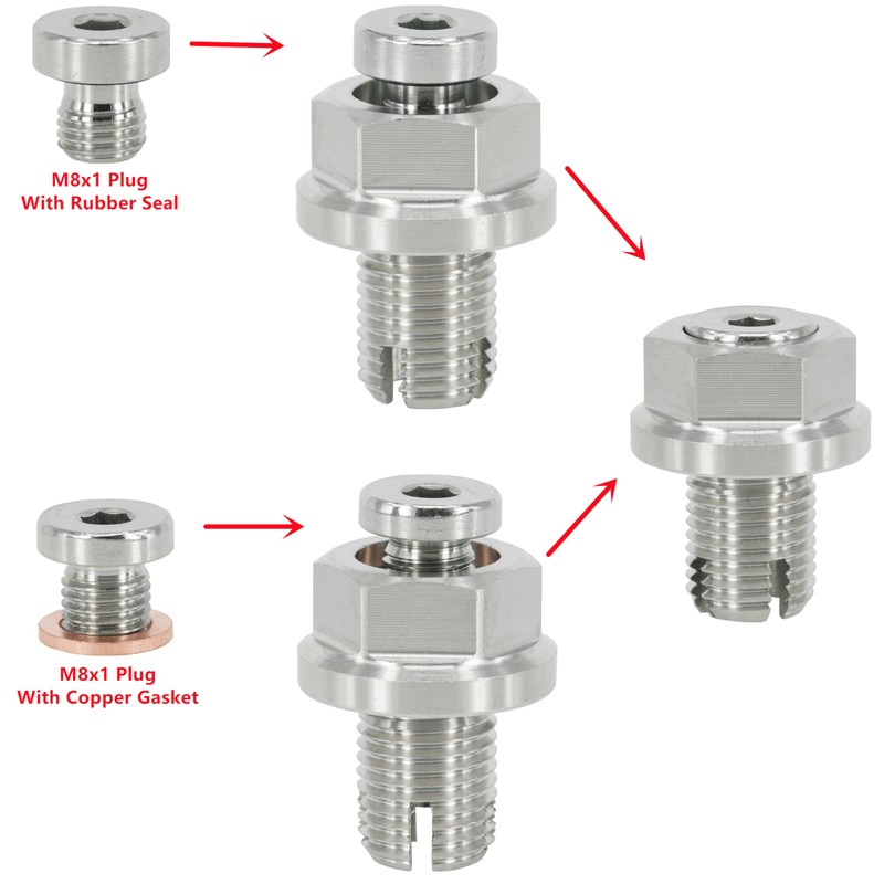 M12.1-1.25 x 15mm Oversize Piggyback Oil Drain Plug, Stainless Steel