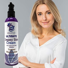 Ultimate Crepey Skin Cream With Hyaluronic Acid, Argan Oil, Silk Peptides and More, For Dry, Crepey. Damaged and Aging Skin, 8oz,Toasted Marshmallow S
