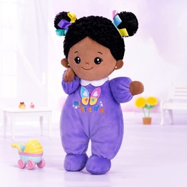 OUOZZZ 10" Black Baby Doll for 1 Year Old Girl Gifts - First African American Baby Dolls Toys for Girl Birthday Christmas Plush Gift for Toddler