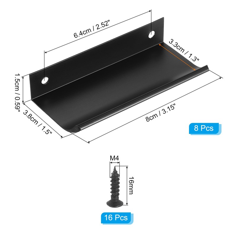 PATIKIL Mount Finger Edge Pull, 8 Pack 79mm/3.11" Aluminum Alloy