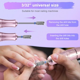 Lermende Nail Cutter Bit, 3/32 Inch (2.35 mm) Nail Cutter Attachments, 6 Pieces Professional Smooth Tip Carbide Bits for Acrylic, (Pack of 6)