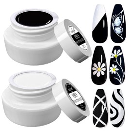 NAILGIL Gel Paint for Nails Art, Black and White Painting Gel for Drawing Striper Liner Floral Nail Art Cured UV LED DIY for Salon Home DIY Manicure, 2pcs