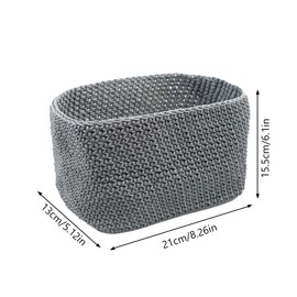 Storage Basket Bathroom Crochet Basket 21 x 13 x 15.5 cm Grey Basket for Guest Towels Basket Storage Cotton Rope Woven Basket for Kitchen, Bathroom, Shelves