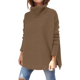 Women's Autumn Batwing Long Sleeve Sweaters Fashion Turtleneck Solid Pullover Jumpers