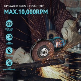 Akku-Winkelschleifer für Makita 18V Akku, Bürstenloses 125mm Winkelschleifen mit 6 Sägeblättern, 4-Gang 10000RPM Akku Schleifer zum Schneiden, Schleifen und Polieren