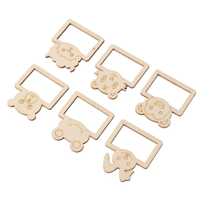 100pcs Wooden Cartoon Animal Photo Frame Decorative Hand Painting Photo