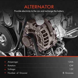 A-Premium Alternator Compatible with Nissan Maxima 2004 2005 2006 2007 2008 V6 3.5L, 12V 120Amp Clockwise 6-Groove Pulley, Replace# 23100-7Y020, 400-40032, TG12C014