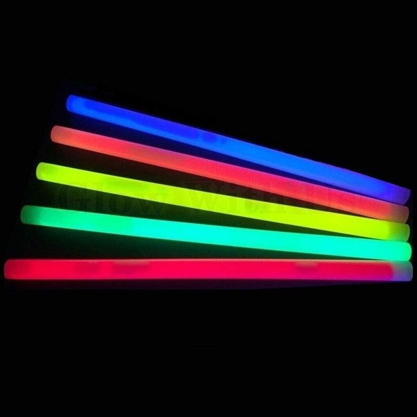 Glow Sticks Bulk Wholesale, 10 12” 15mm Dia. Assorted Industrial Grade Jumbo Light Sticks, Bright Color, Glow 14 Hrs, Safety Glow Stick 3yrs Shelf Life, Ideal for Camping & Emergency, GlowWithUs Brand