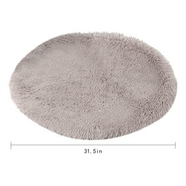 Kelendle 31 Inch Plush Dog Bed Mat Warm Fluffy Round Puppy Crate Pad with Anti-Slip Waterproof Bottom Soft Comfy Pet Kennel Mat for Small and Medium Dogs Sleeping(Light Coffee)