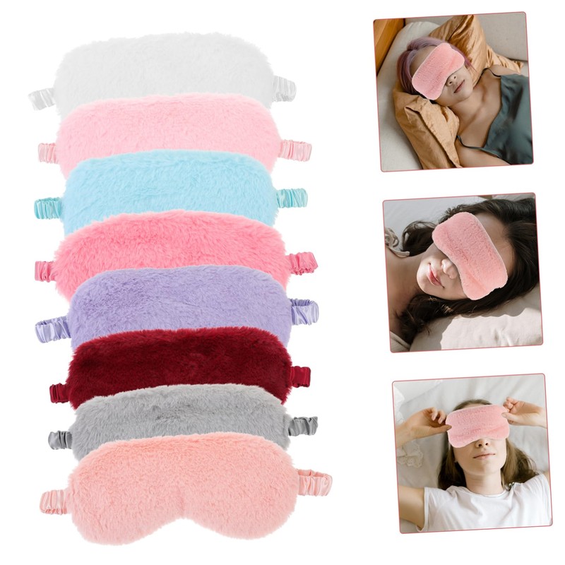 BIUDECO 8Pcs Eye Masks Plush Sleeping Blindfolds Skin Friendly Comfort
