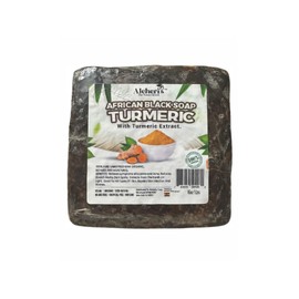 Aleheri's African Black Soap Turmeric 16 oz - 100% All Natural, Raw Ingredients, From Ghana. For All Skin Types, Helps Rejuvenate, Aids Against Dark Spots, Eczema, Stretch Marks on Face & Body