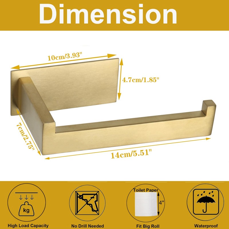 Vanloory Toilet Paper Holder, Self Adhesive Tissue Holder Stainless Steel