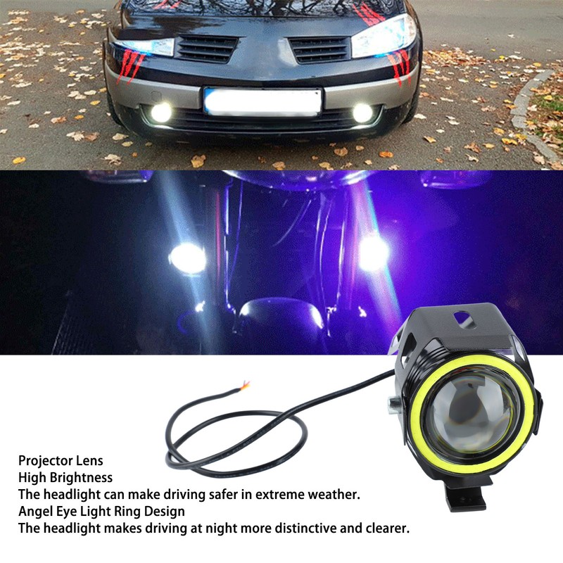 Projector Lens Motorcycle LED Headlight Front Extraposition Light Angel Eye