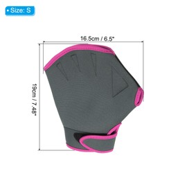 PATIKIL Webbed Swim Gloves, Unisex Swimming Resistance Training Gloves Webbed Paddle Aquatic Gloves for Swimming and Diving, S, Grey Rose Red