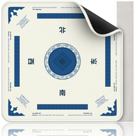 [WHITE] – Mahjong Mat for Table 31.5 Inch Extra Large Neoprene Non Slip Noise Reduction Foldable Mahjong Mats with Rules Beginner Friendly Mahjong Table Mat for American Mahjong Card Poker Board Games