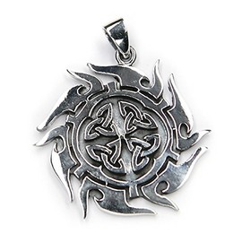 NKlaus 7452 Celtic Sun Pendant 925 Silver Oxidised 3 cm Amulet Pendant, Silver