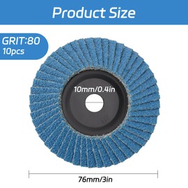 BEASAFY Pack of 10 Serrated Discs, Sanding Disc, 80 Grit, Diameter 76 mm, Sanding Discs for Angle Grinders, Flap Discs, Abrasive Mop Disc, Grinding Disc for Metal, Wood