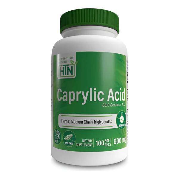 Health Thru Nutrition | Ácido Caprílico,600 Mg, 100 Capsulas Sin