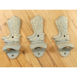 Unbranded 3 Cast Iron Cowboy Boot Beer Bottle Opener Wall Mounted Open Here Resell