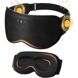 Upgraded 3D Contoured Cup Eye mask Blindfold, Block Out Light,5.4 Bluetooth Headphones Sleep Mask for Men Women, Eye mask with Adjustable Strap, Breathable & Soft for Sleeping, Yoga, Traveling (Black)