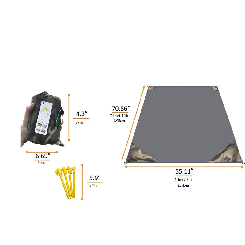 HZJOYUE Outdoor Blanket (71" x 55") -Compact, Lightweight, Sand Proof